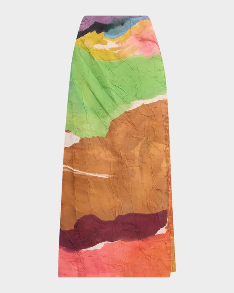 x Helen Frankenthaler Inez Satin Pencil Skirt by ULLA JOHNSON