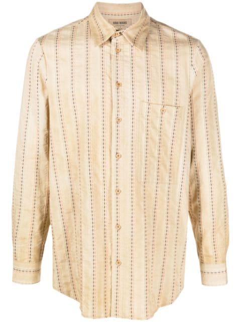 Tab striped cotton shirt by UMA WANG