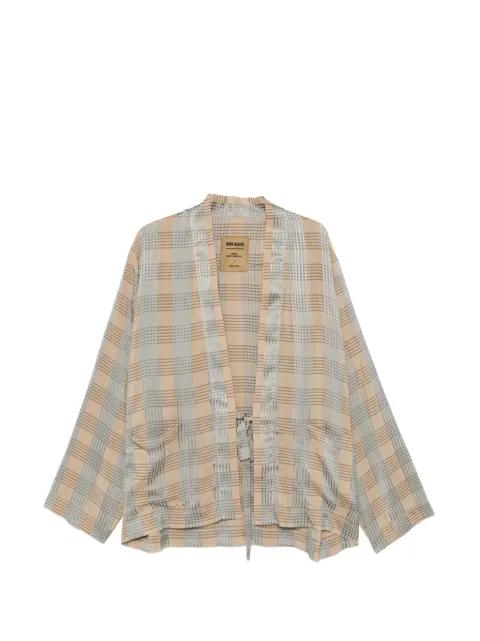 check-pattern tie-fastening jacket by UMA WANG