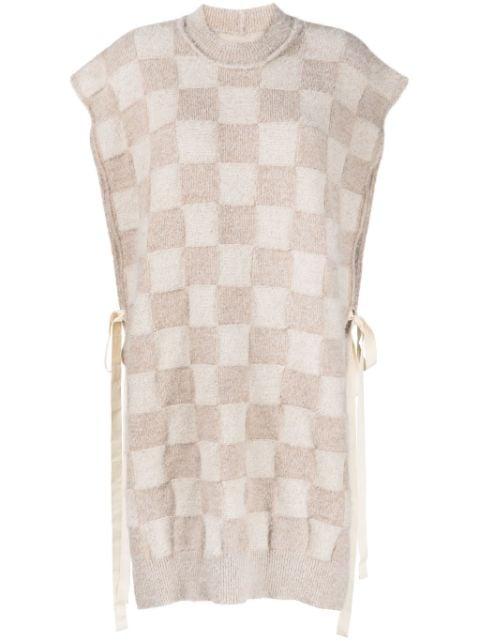 checkerboard-pattern knitted vest by UMA WANG