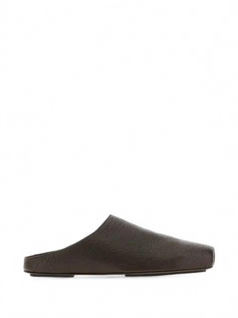 crinkled leather slippers by UMA WANG