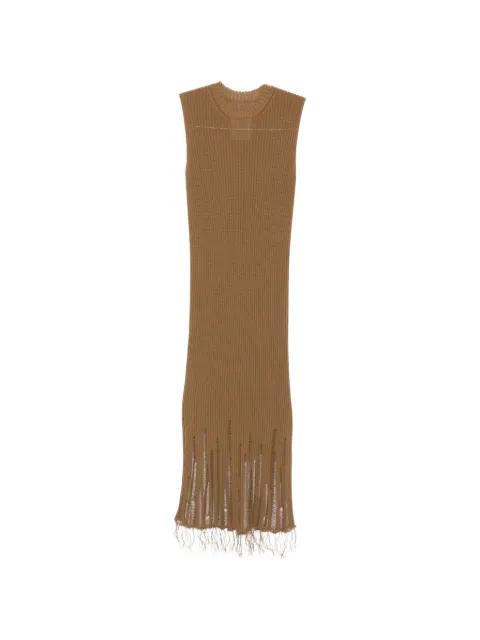 distressed ribbed-knit maxi dress by UMA WANG