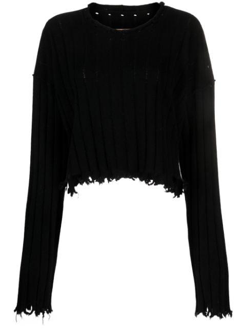 distressed ribbed-knit sweater by UMA WANG