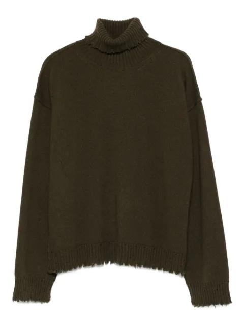 high-neck frayed-hem sweater by UMA WANG