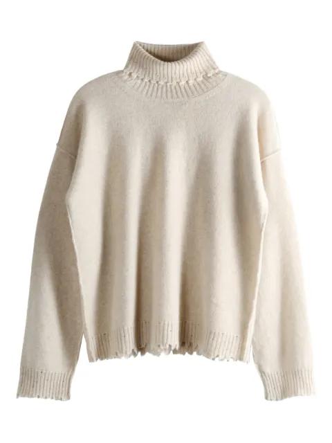 high neck frayed sweater by UMA WANG