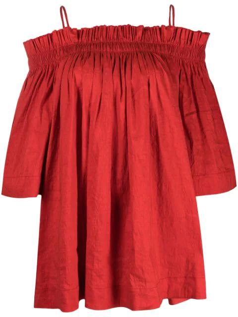 off-shoulder linen blouse by UMA WANG