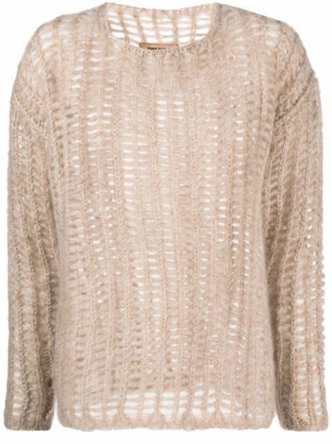 open-knit crew neck jumper by UMA WANG
