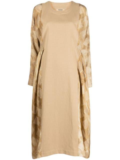 panelled long-sleeve midi dress by UMA WANG