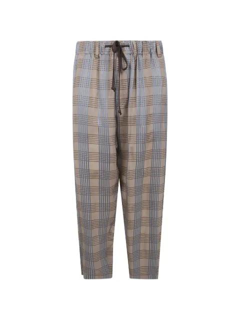 plaid drawstring trousers by UMA WANG