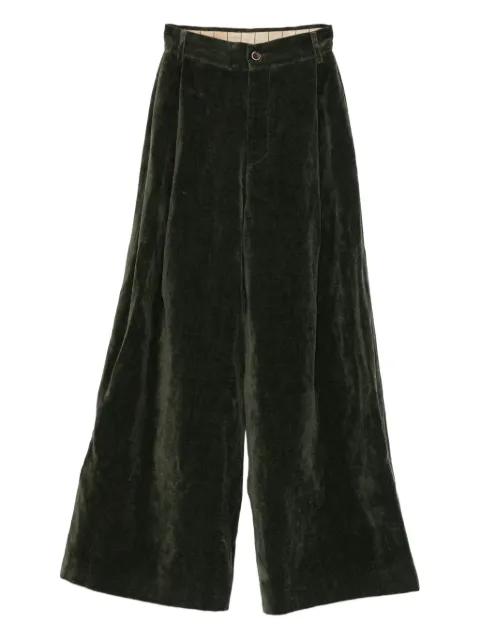 pleated velvet trousers by UMA WANG