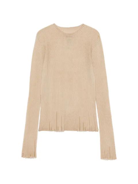 ribbed frayed blouse by UMA WANG