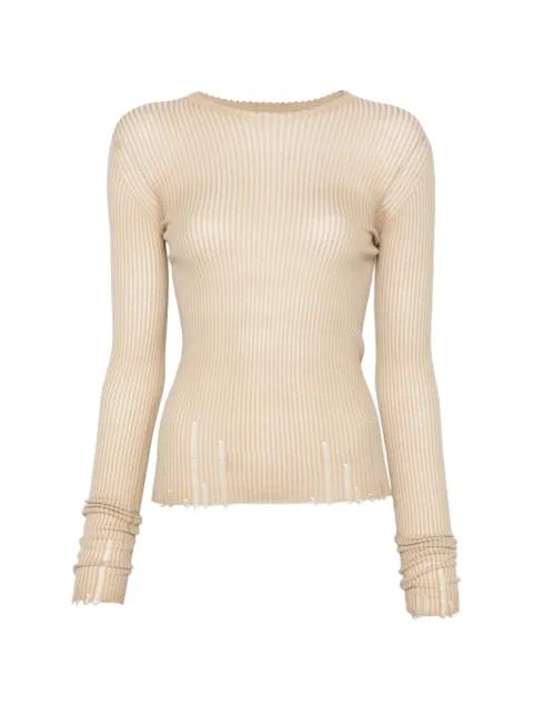 ribbed frayed top by UMA WANG