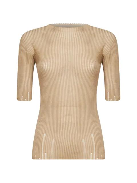 ribbed scalloped wool T-shirt by UMA WANG