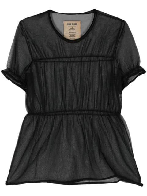 seam-detail sheer blouse by UMA WANG