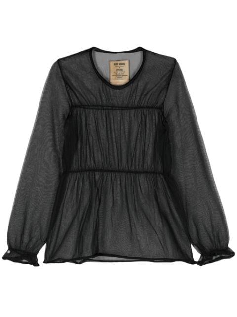 seam-detail sheer blouse by UMA WANG