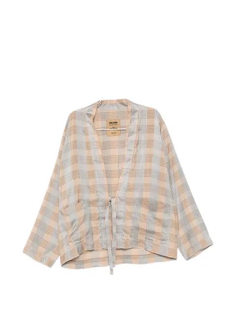 tie detail plaid jacket by UMA WANG