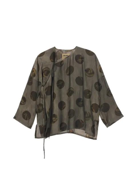 tie detail print blouse by UMA WANG