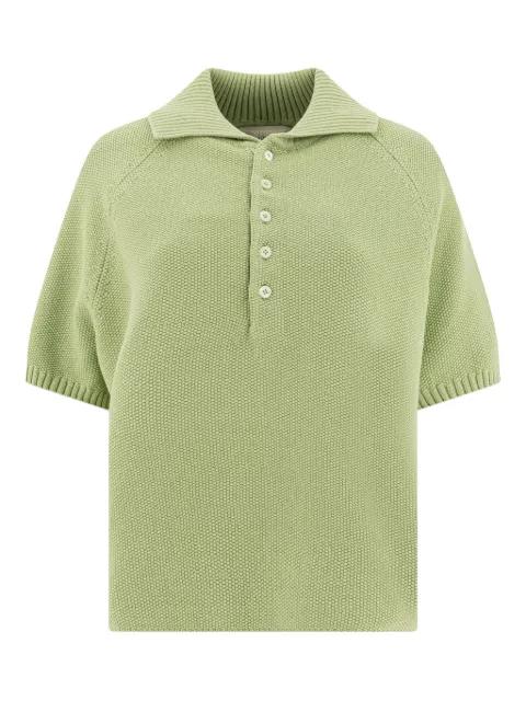 ribbed-collar polo top by UMARMUNG