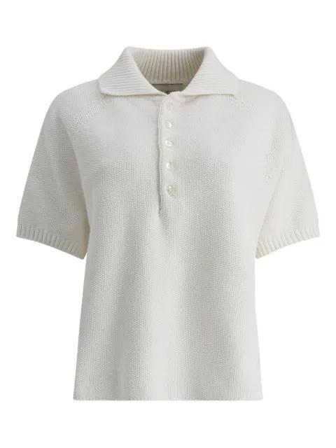 ribbed-collar polo top by UMARMUNG