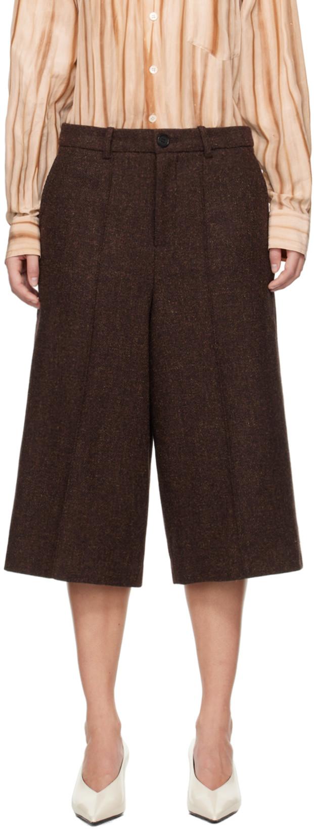 Burgundy Wool Bermuda Shorts by UMBER POSTPAST