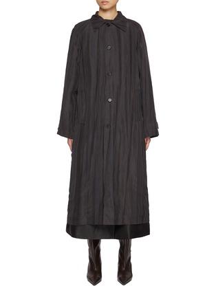 Natural Dyed Striped Silk Long Coat by UMBER POSTPAST