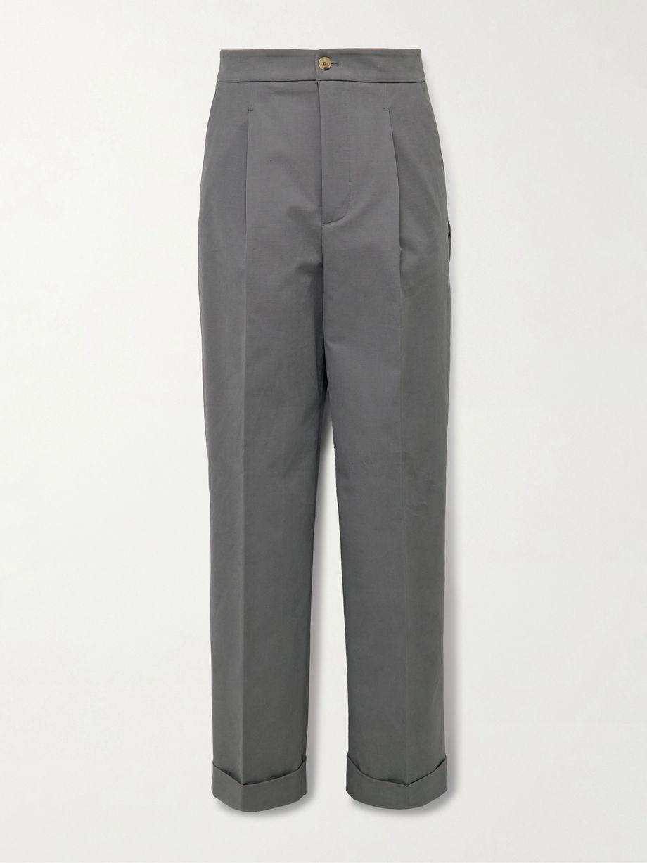 Straight-Leg Pleated Cotton-Blend Trousers by UMIT BENAN