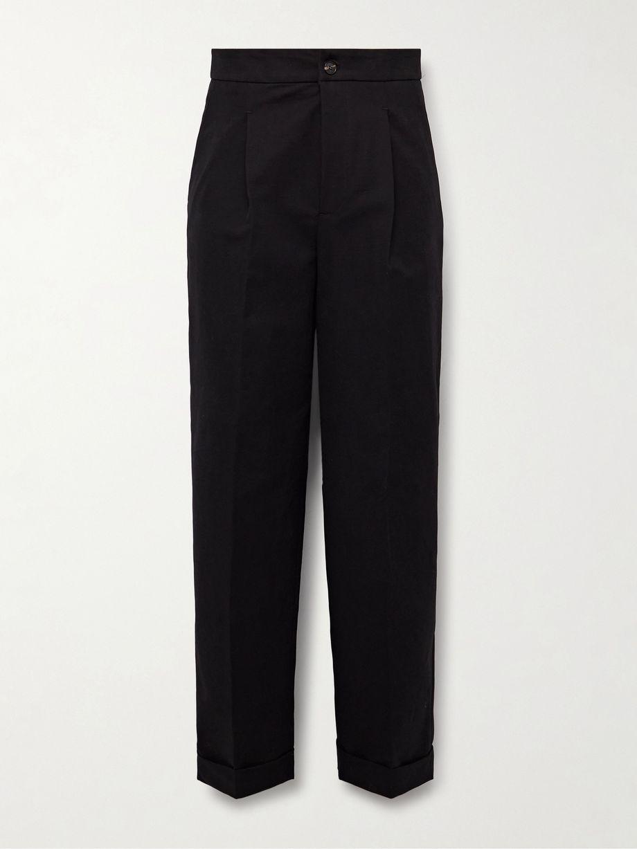 Straight-Leg Pleated Cotton-Blend Trousers by UMIT BENAN