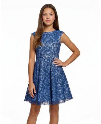 Girls' Cap Sleeve Boat Neck Lace Dress - Big Kid by UN DEUX TROIS