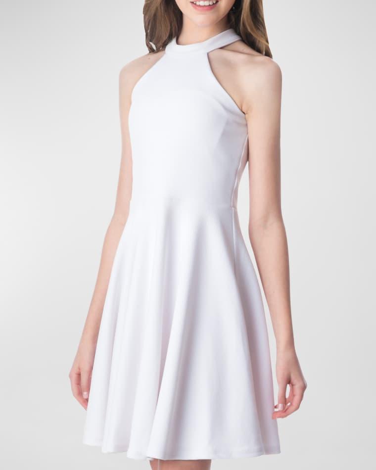 Girl's Halter Keyhole-Back Dress, Size 7-16 by UN DEUX TROIS