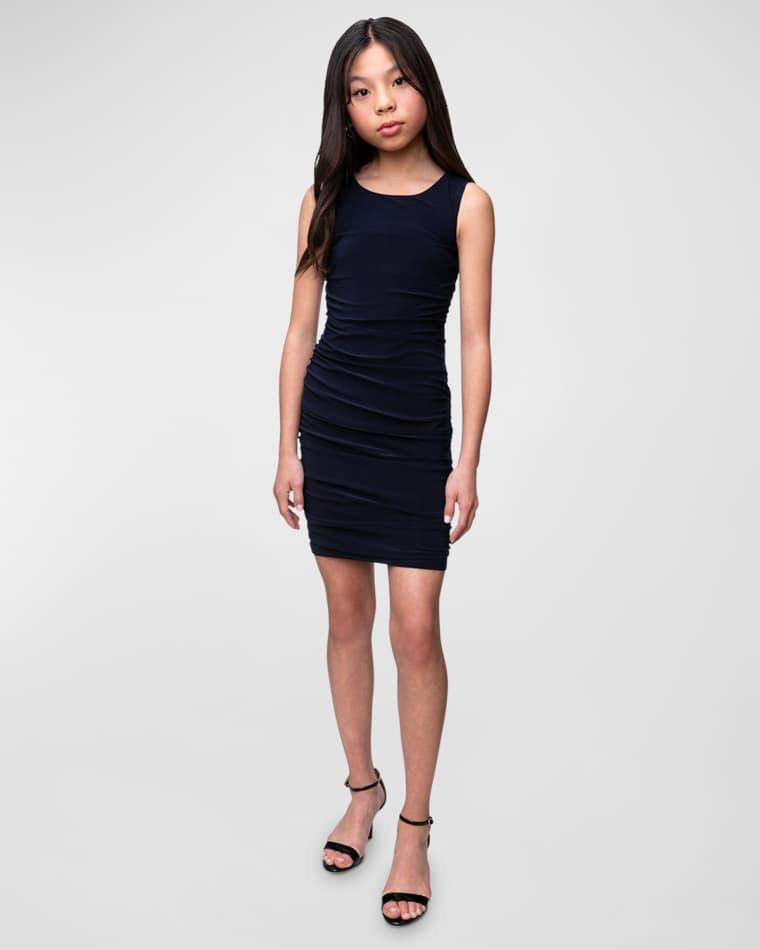 Girl's Ruched Scoop Neck Dress, Size 7-16 by UN DEUX TROIS
