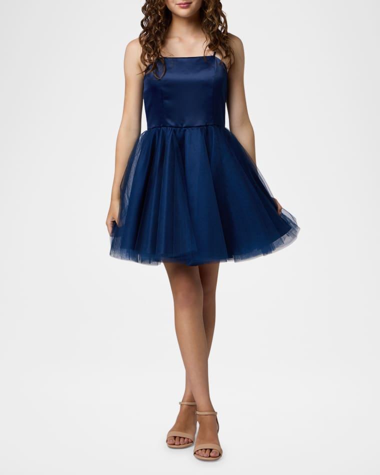 Girl's Satin & Tulle Party Dress, Size 7-16 by UN DEUX TROIS