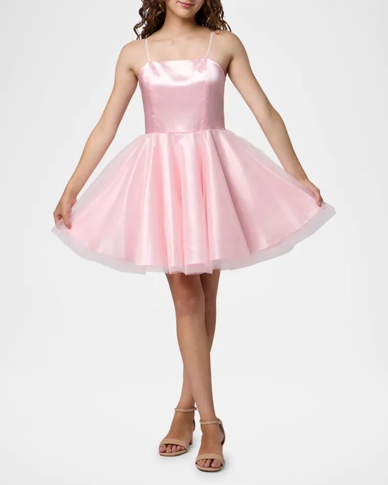 Girl's Satin & Tulle Party Dress, Size 7-16 by UN DEUX TROIS