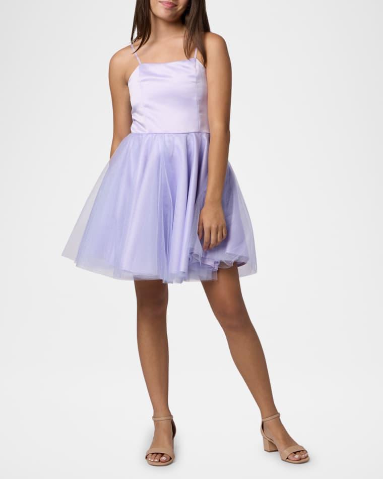 Girl's Satin & Tulle Party Dress, Size 7-16 by UN DEUX TROIS