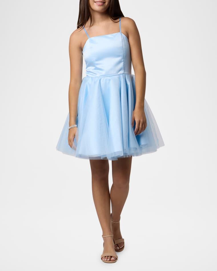 Girl's Satin & Tulle Party Dress, Size 7-16 by UN DEUX TROIS