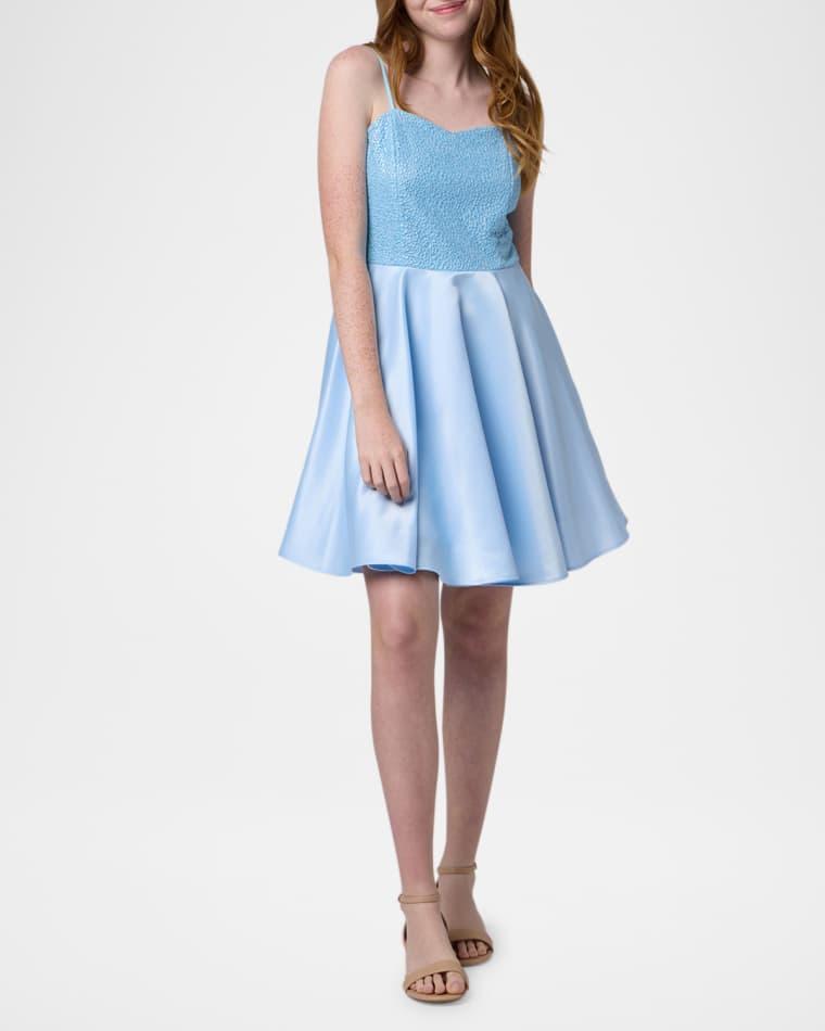 Girl's Sequin & Satin Combo Dress, Size 7-16 by UN DEUX TROIS
