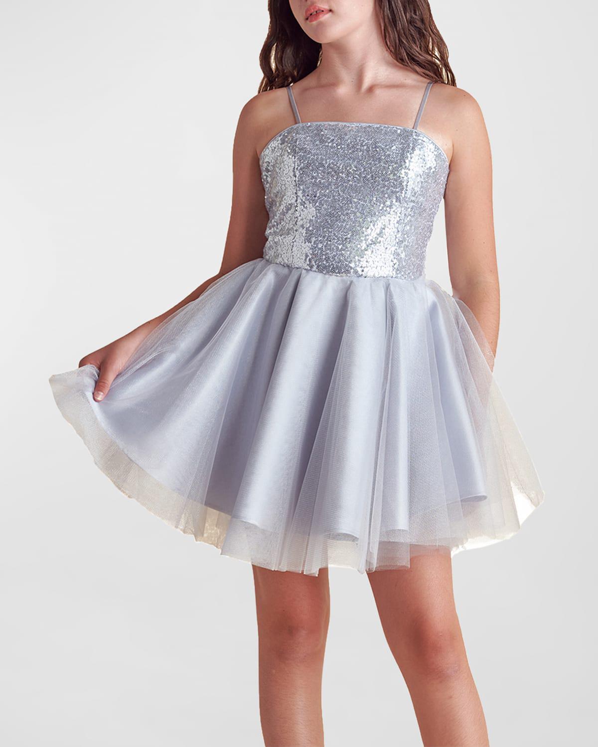 Girl's Sequin & Tulle Mini Dress, Size 7-16 by UN DEUX TROIS
