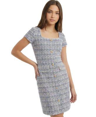 Girls' Short Sleeve Stretch Boucle Dress - Big Kid by UN DEUX TROIS