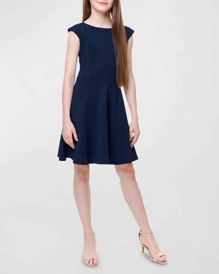 Girl's Textured Cap Sleeve Dress, Size 7-16 by UN DEUX TROIS