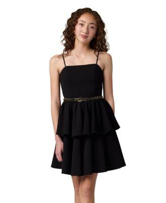 Girls' Tiered Dress with Rhinestone Belt - Big Kid by UN DEUX TROIS
