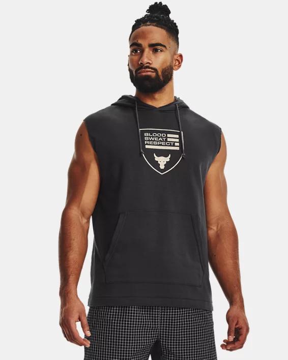 Men's Project Rock Heavyweight Terry Sleeveless Hoodie by UNDER ARMOUR