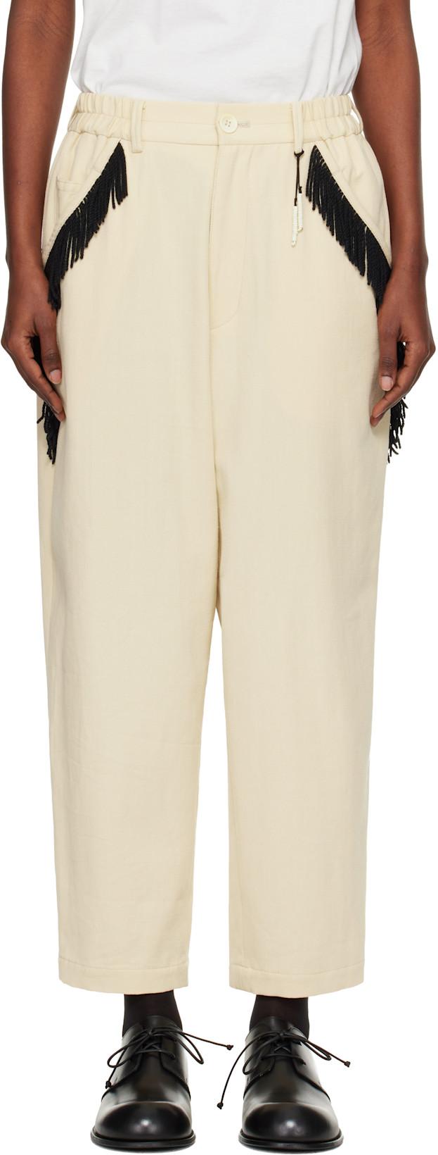 Beige Fringe Trousers by UNDERCOVER