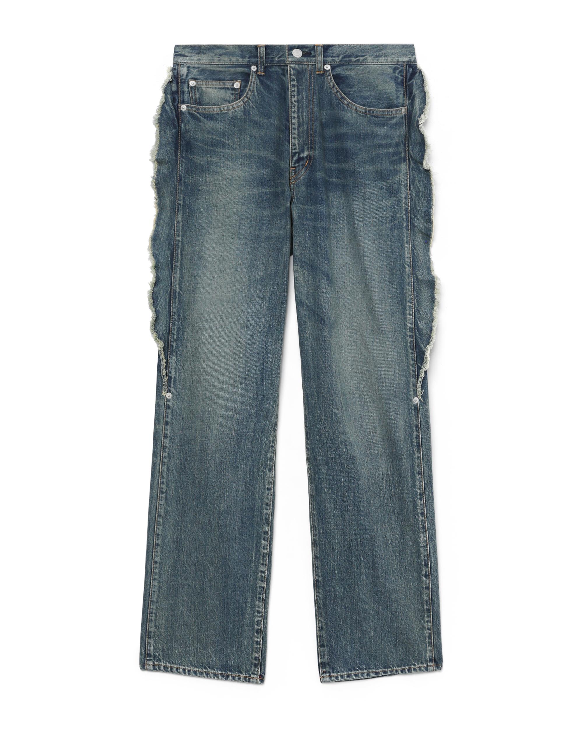 Distressed side-fringe denim jeans by UNDERCOVER