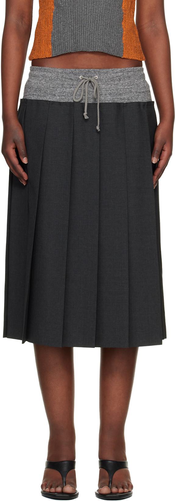 Gray UP1F1603-2 Midi Skirt by UNDERCOVER