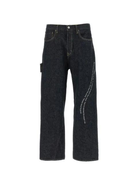 People Have the Power embroidered curved-stitch jeans by UNDERCOVER