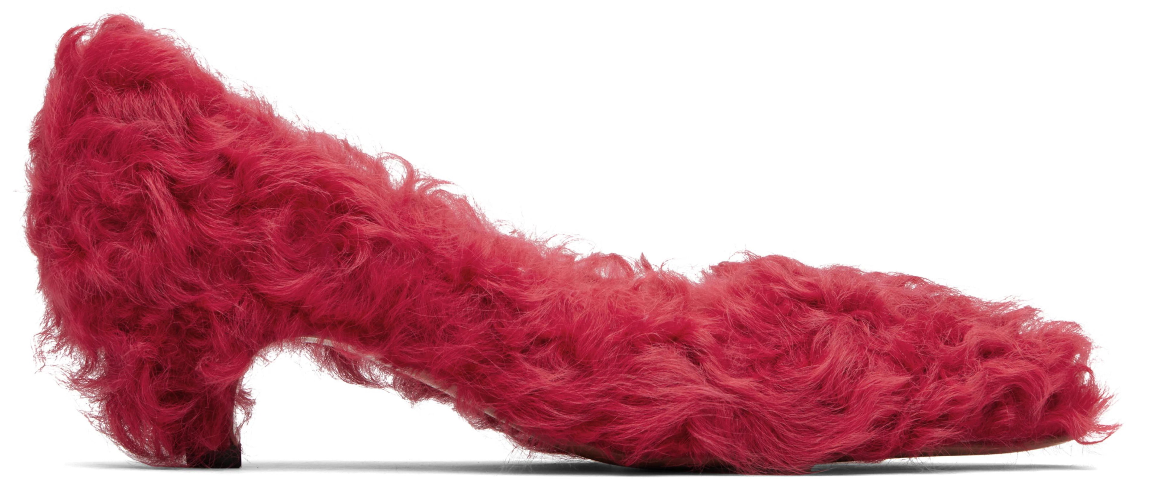 Red Furry Heels by UNDERCOVER