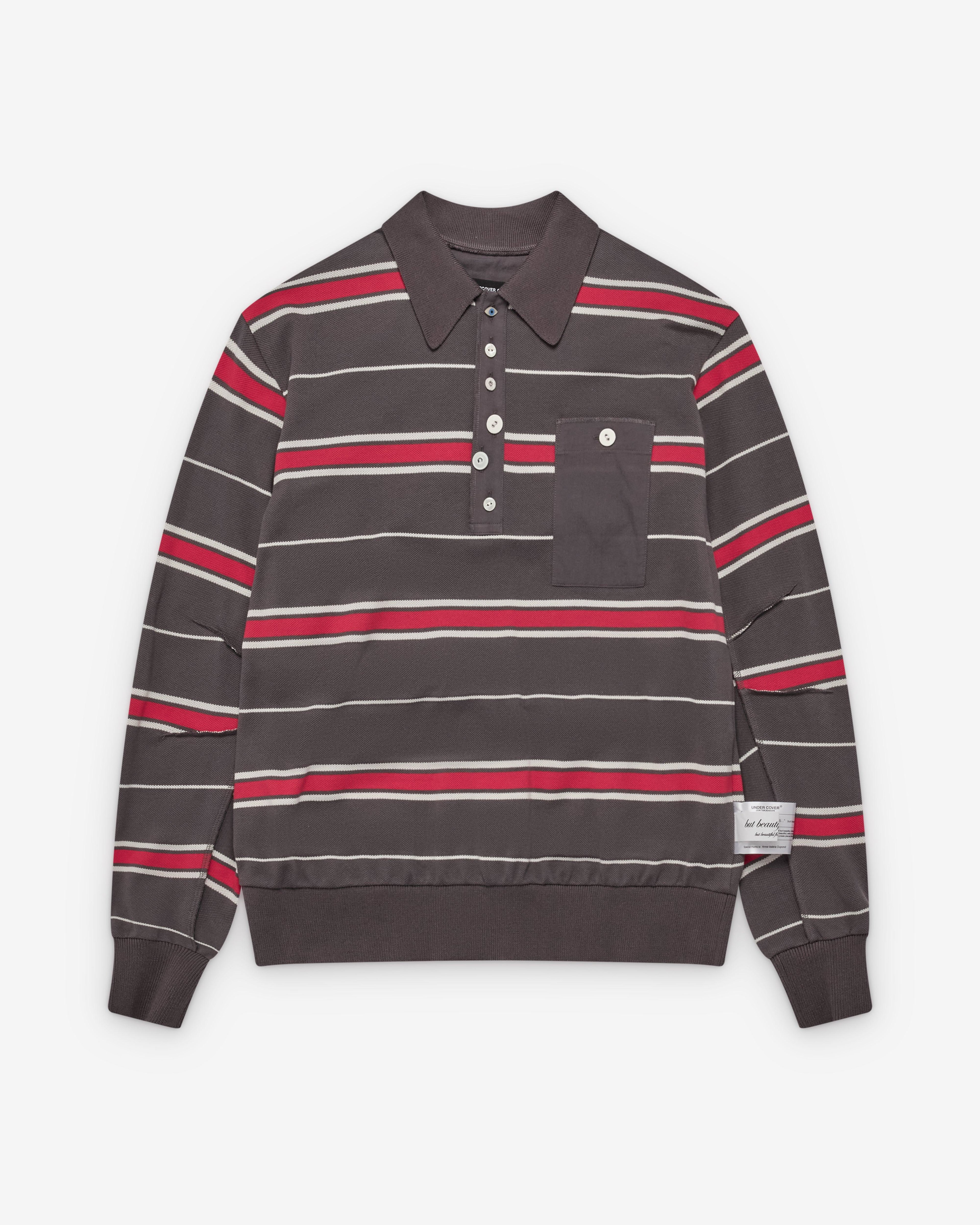 Undercover - Men's Button Polo Shirt - (Grey Stripe) by UNDERCOVER
