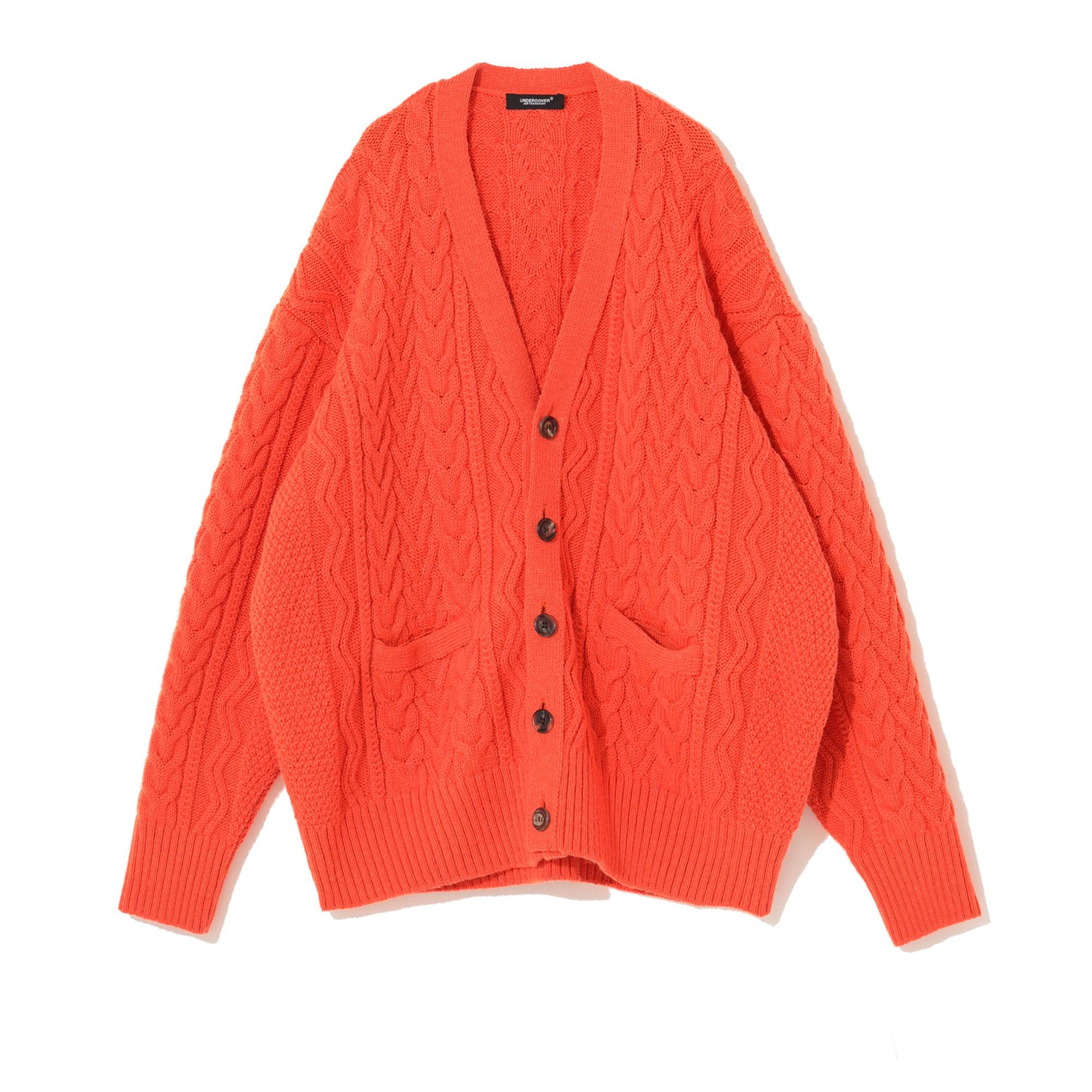 Undercover - Men’s Knitted Wool Cardigan - (Orange) by UNDERCOVER