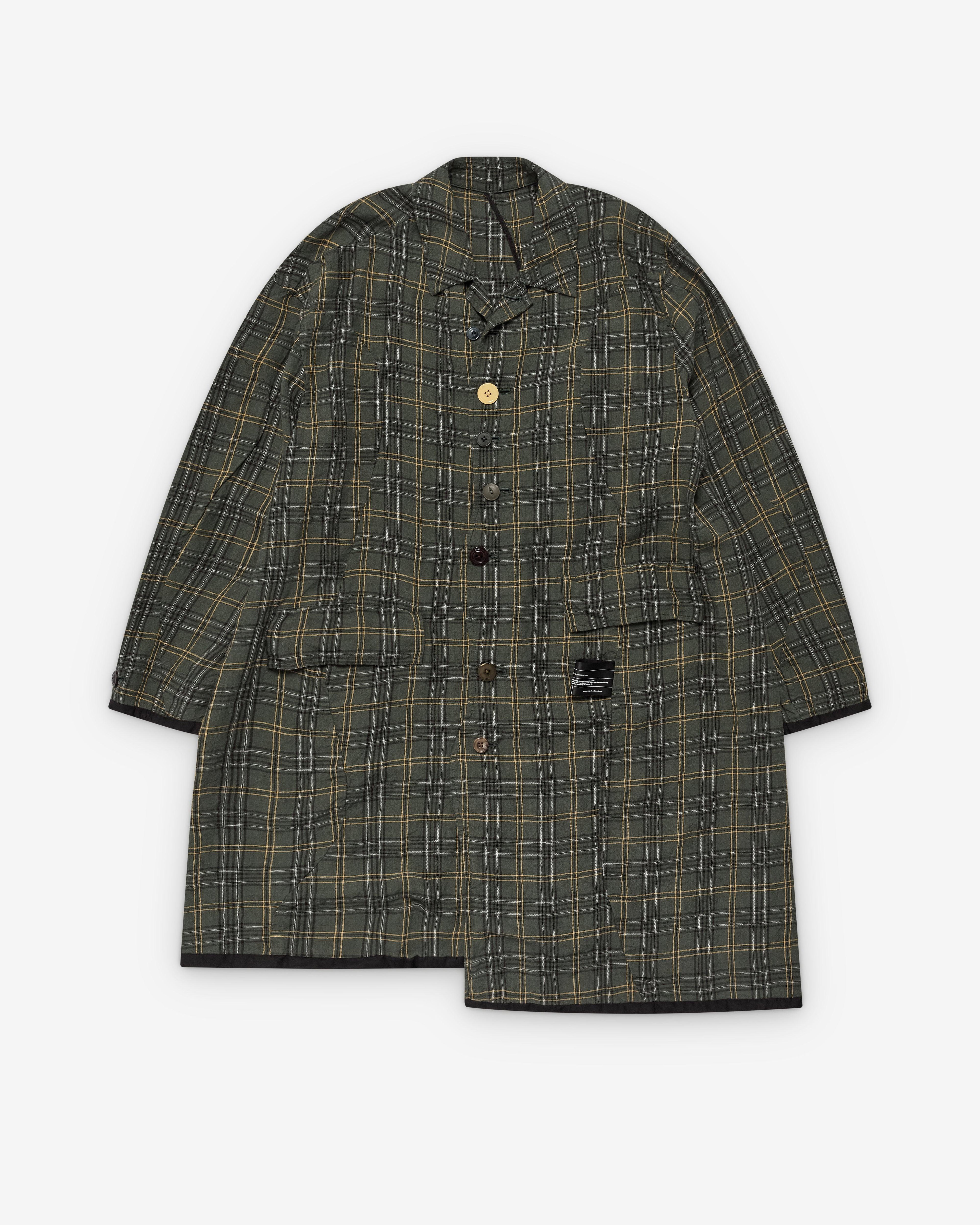 Undercover - Men's Linen Check Coat - (Green) by UNDERCOVER