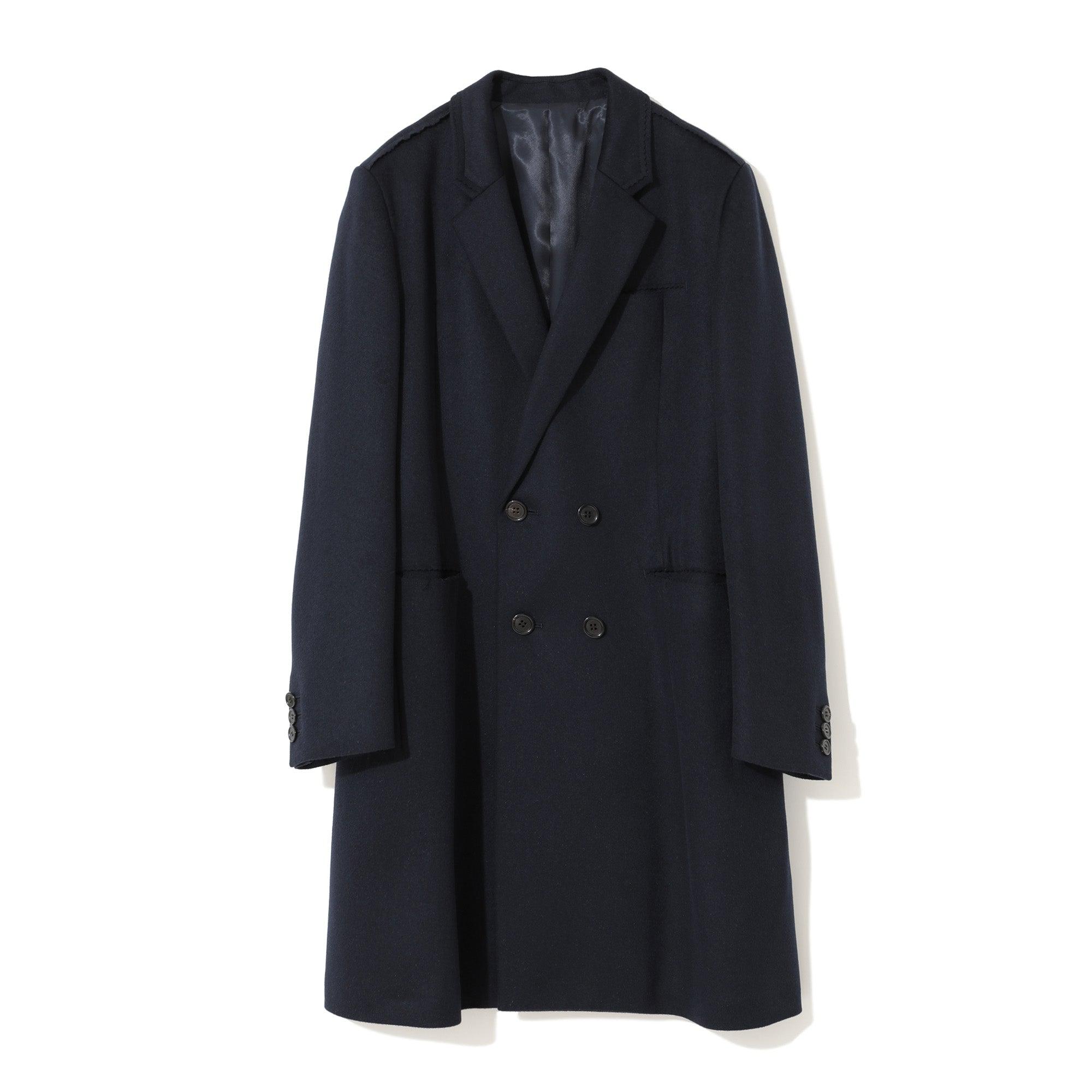 Undercover - Men’s Wool Overcoat - (Navy) by UNDERCOVER