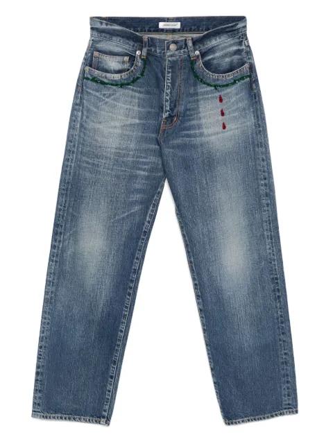 bead-embellished jeans by UNDERCOVER